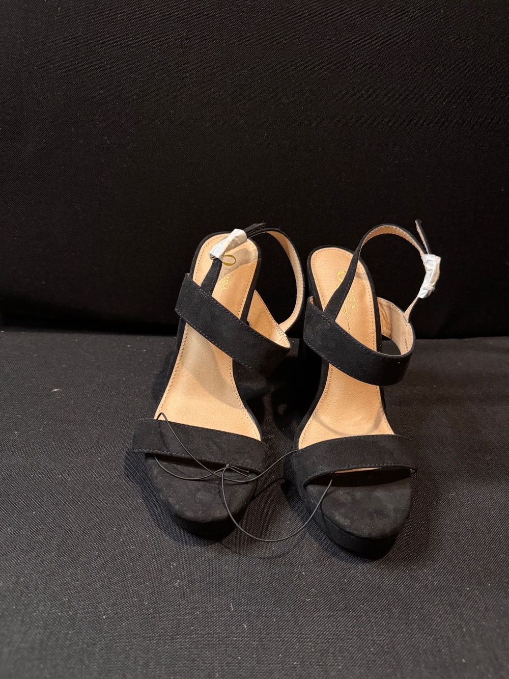 Black Suede Slingback Heels - Women
